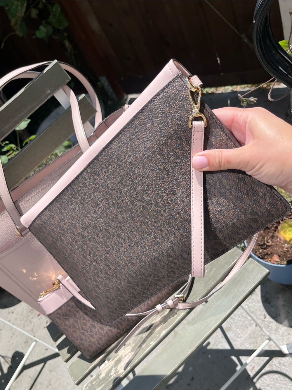 Michael Kors Three Piece Blush Pink Leather Tote Set for Travel - Picture 3 of 5